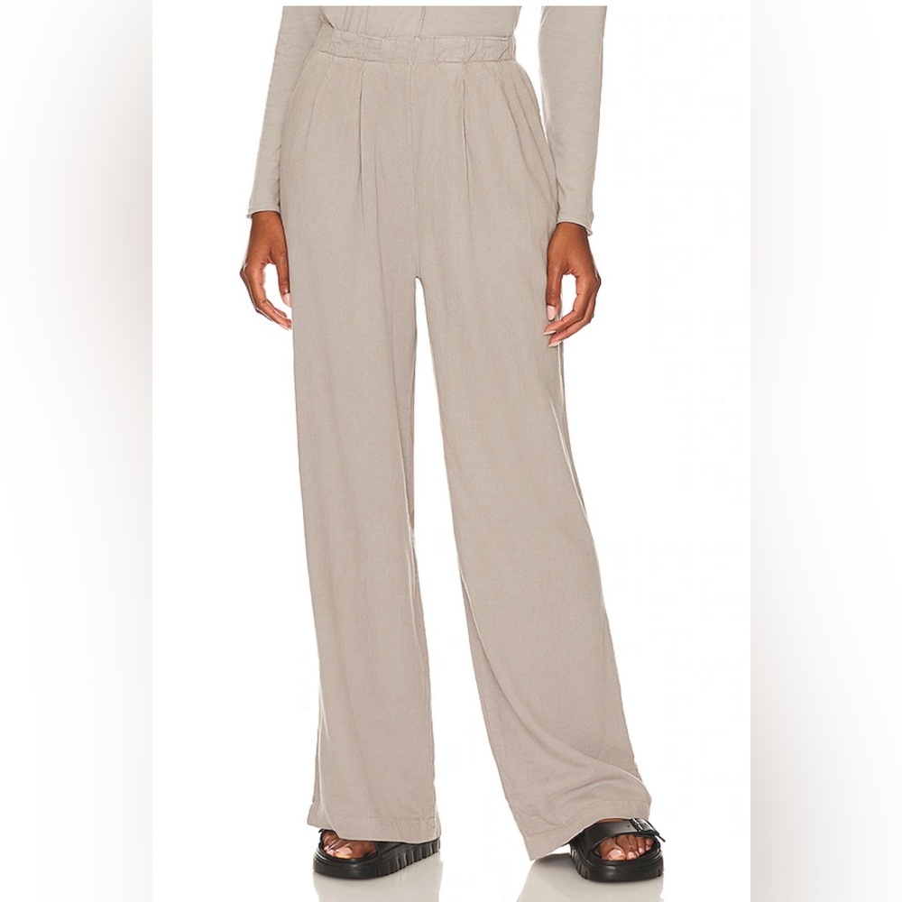 NWT BOBI linen pull on pants and cropped jacket coord set in gray lead Small - Picture 10 of 13